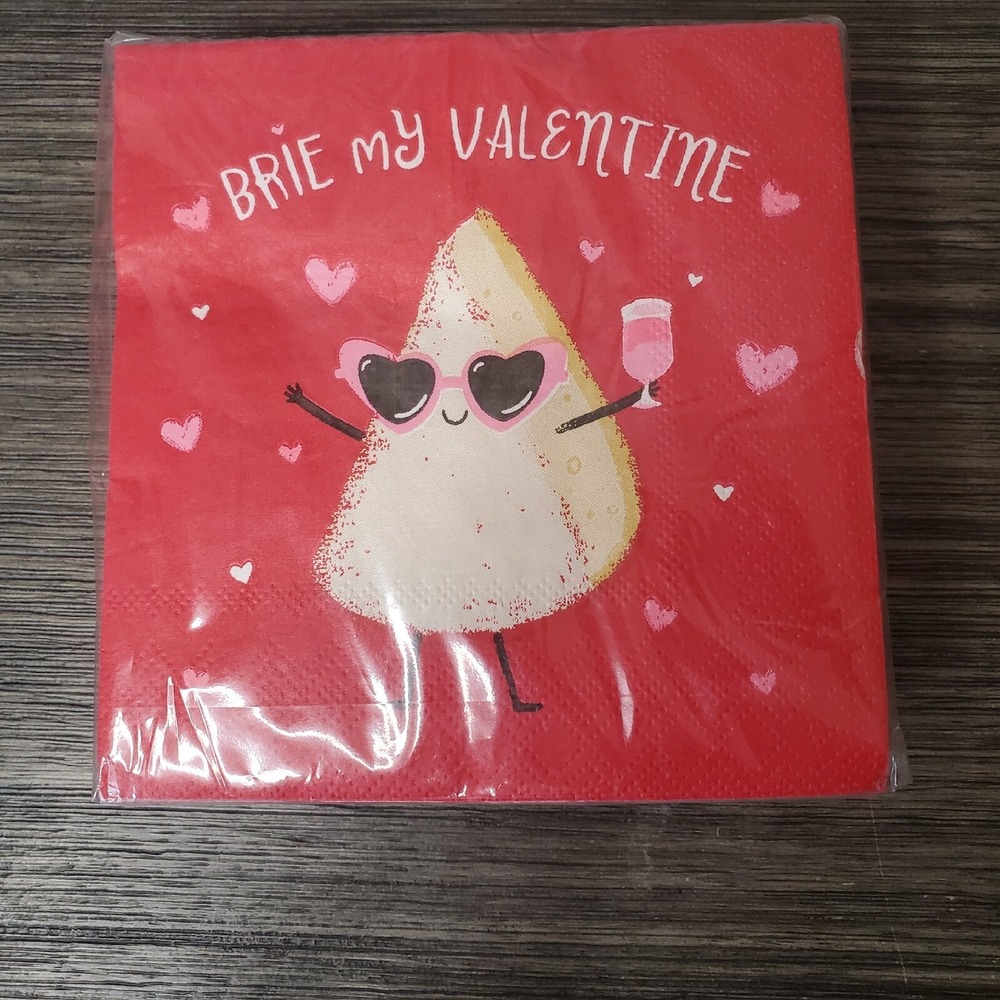 Brie My Valentine Cheese With Sunglasses 40 Count Charcuterie Themed Red Napkins